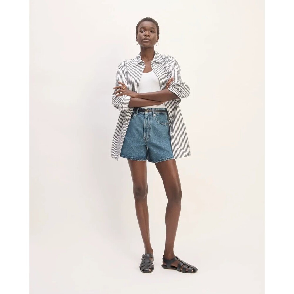 EVERLANE The A-Line Denim Shorts 30R Mid Blue High Rise NEW B64